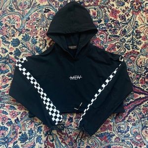 Maniere De Voir checkered cropped hoodie - M